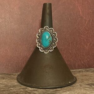 Turquoise Sterling Ring Stamped & Signed Begay Size 10